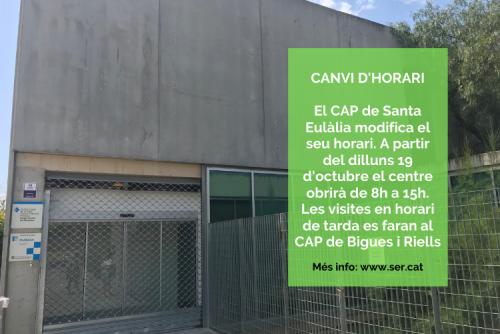 Canvi d'horari al CAP