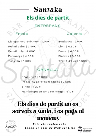 Carta bar (dies de partit)