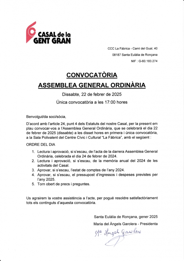 Assemblea Casal Gent Gran